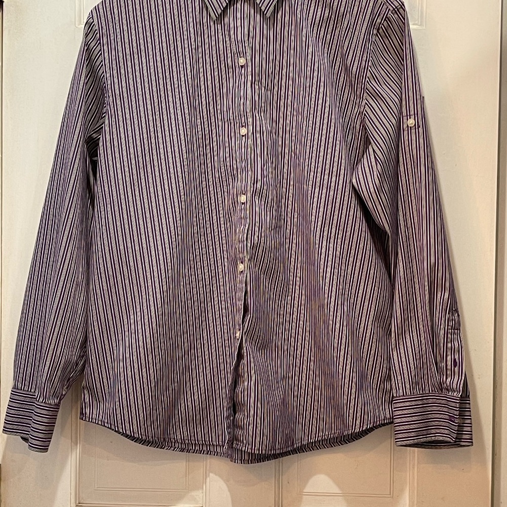 Lauren Ralph Lauren Striped Dress Shirt Size L Womens